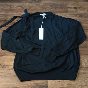 Stefanel Black NWT Accent Cold Shoulder Top PP